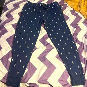 🔥R.L. POLO NAVY DRAWSTRING LOUNGE JOGGERS EUC ALL OVER PRINT